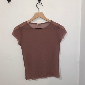sheer polkadot purple top